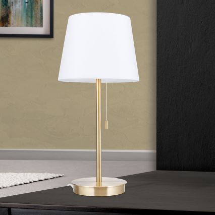 Bordslampa med USB-port LUDWIG 1xE27/40W/230V 50 cm vit/guld