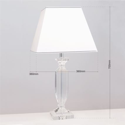 Bordslampa i kristall POKAL 1xE27/60W/230V vit/genomskinlig