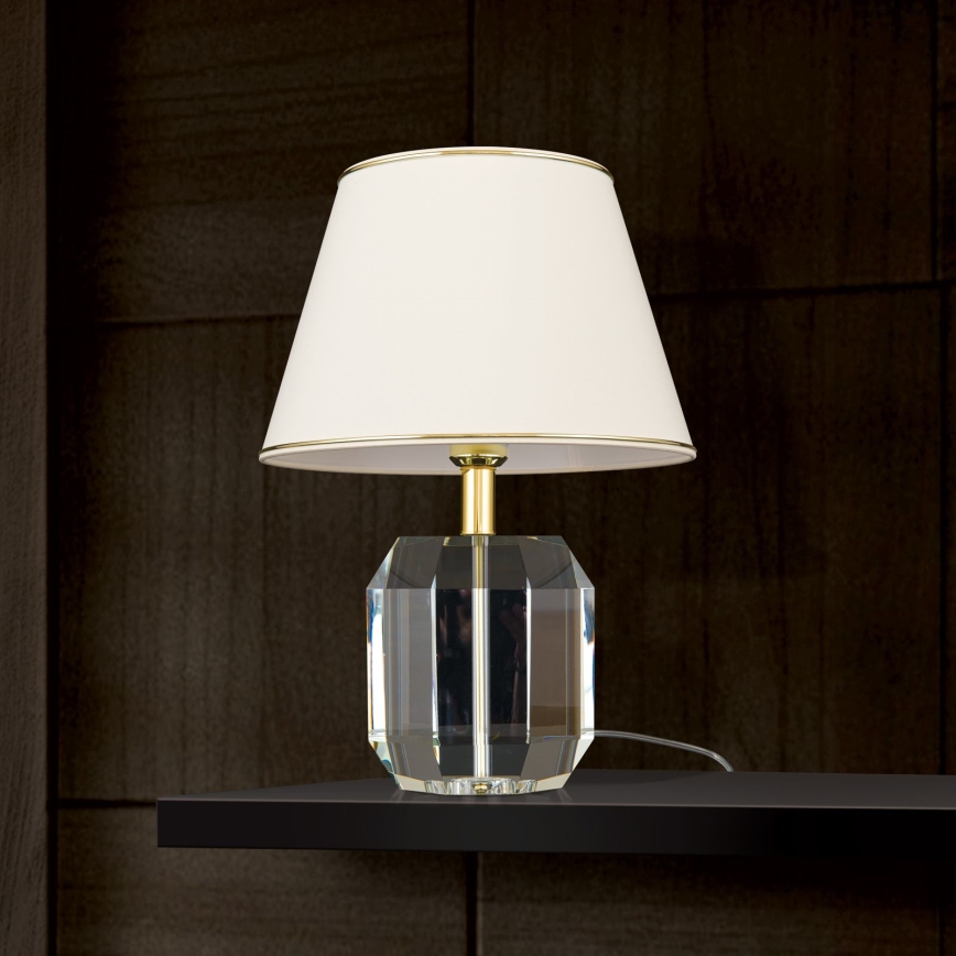 Bordslampa ALEXIS 1xE27/60W/230V grädde/guld/genomskinlig