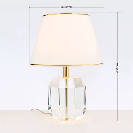 Bordslampa ALEXIS 1xE27/60W/230V grädde/guld/genomskinlig
