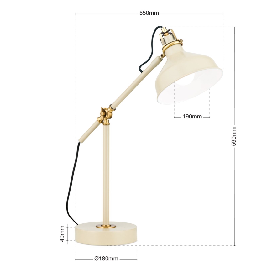 Bordslampa SCHILLER 1xE27/40W/230V grädde/brons