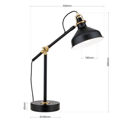 Bordslampa SCHILLER 1xE27/40W/230V svart/brons