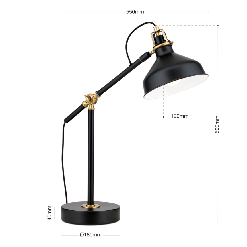 Bordslampa SCHILLER 1xE27/40W/230V svart/brons