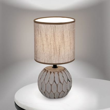 Bordslampa PINIA 1xE14/25W/230V keramik beige/grå