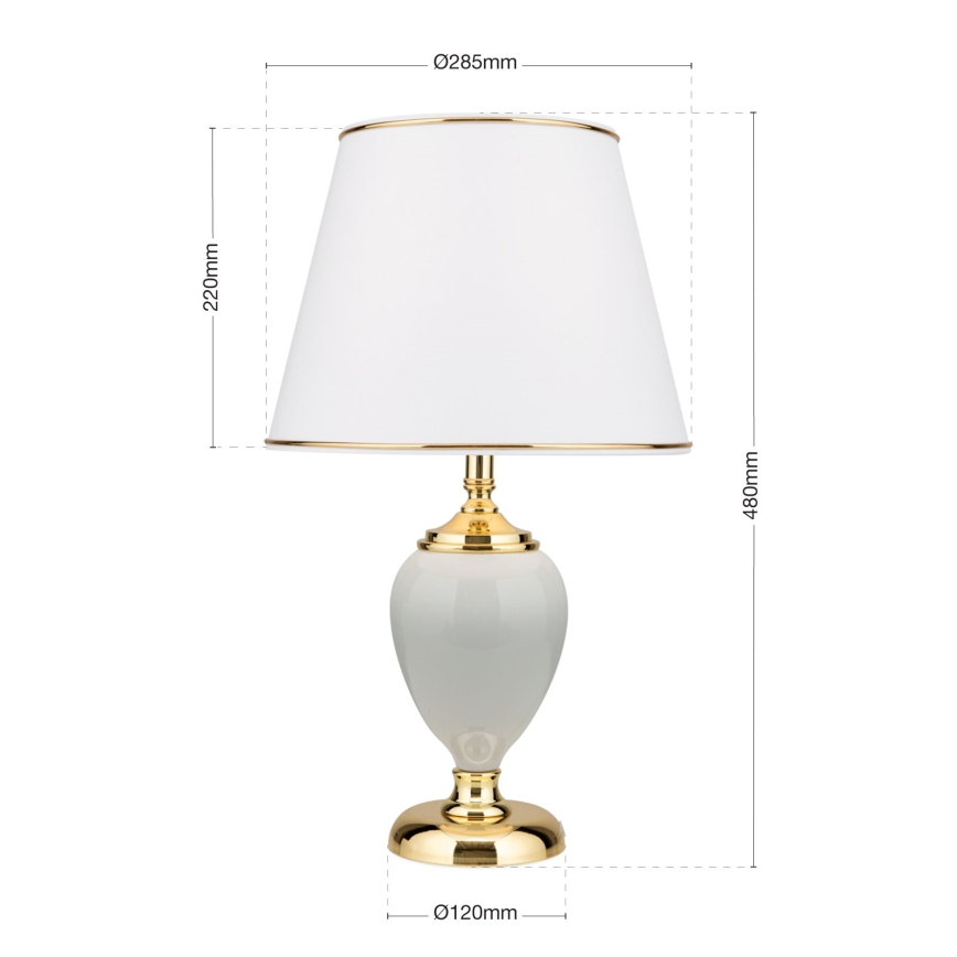 Bordslampa OVUM 1xE27/40W/230V 48 cm keramik vit/guld