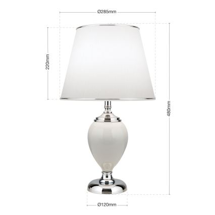Bordslampa OVUM 1xE27/40W/230V 48 cm keramik vit/skinande krom