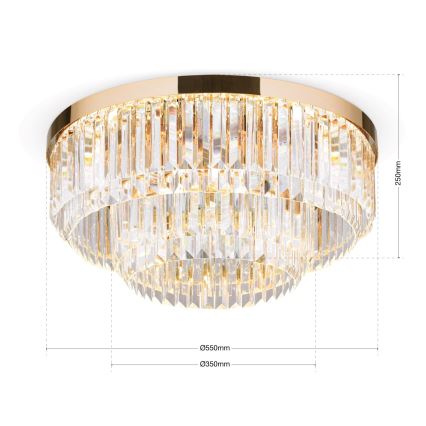 LED Dimbart kristalltaklampa PRISM LED/80W/230V Ø 55 cm 24K guld