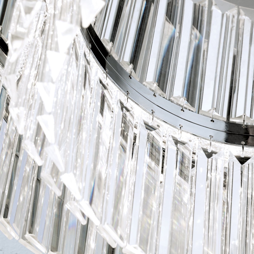 LED Dimbart kristalltaklampa PRISM LED/80W/230V Ø 55 cm blank krom