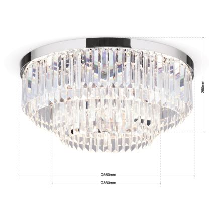 LED Dimbart kristalltaklampa PRISM LED/80W/230V Ø 55 cm blank krom