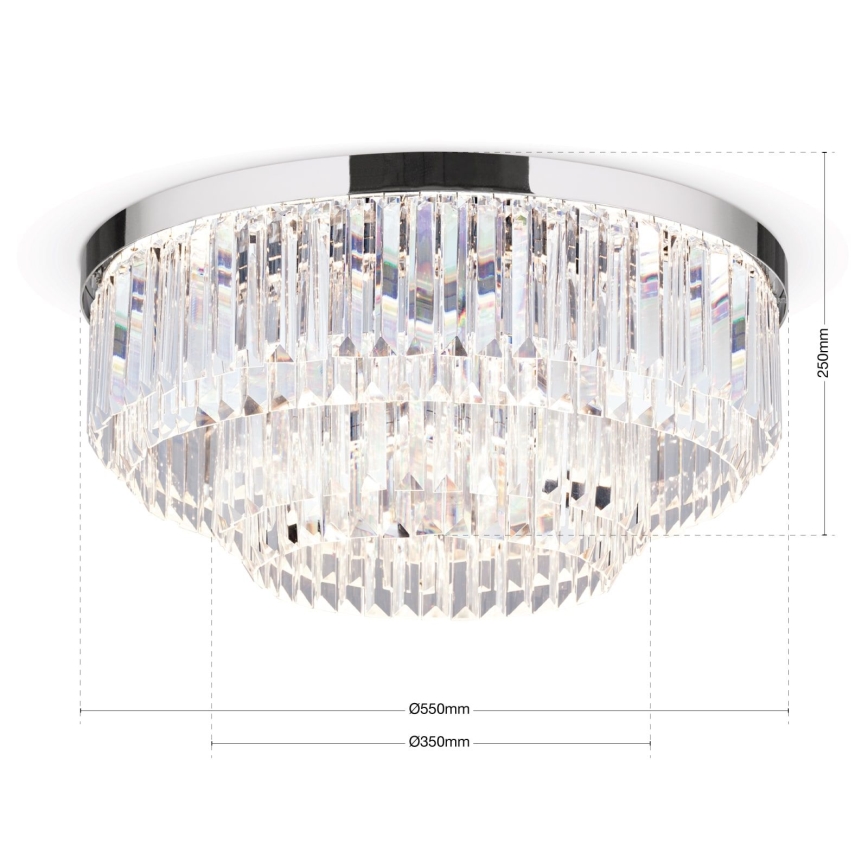 LED Dimbart kristalltaklampa PRISM LED/80W/230V Ø 55 cm blank krom