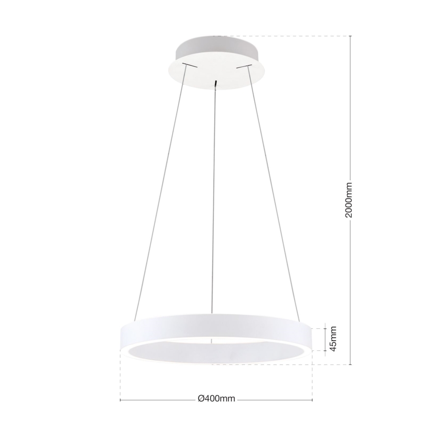 Dimmbar LED-pendellampa med vajer KOLK LED/40W/230V 2700/3000/4000K Ø 40 cm vit