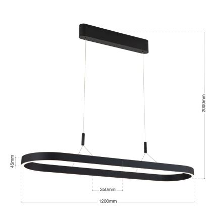 LED-ljuskrona på vajer CARRARA LED/80W/230V 2700/3000/4000K svart