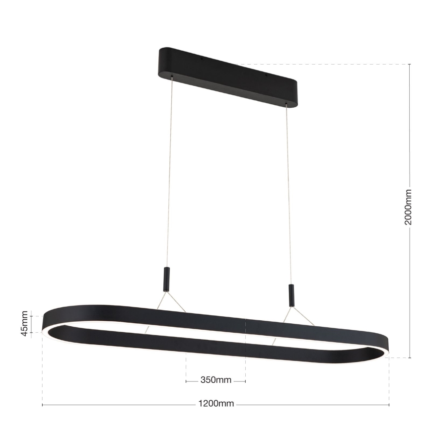 LED-ljuskrona på vajer CARRARA LED/80W/230V 2700/3000/4000K svart