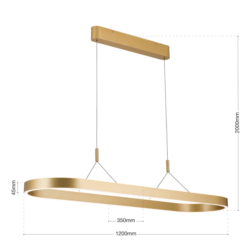 LED-pendel med vajer CARRARA LED/80W/230V 2700/3000/4000K guld