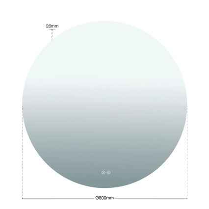 LED-badrumsspegel, uppvärmd, väggmonterad med belysning FOCUS LED/27W/230V 3000/4200/6000K Ø 80 cm IP44