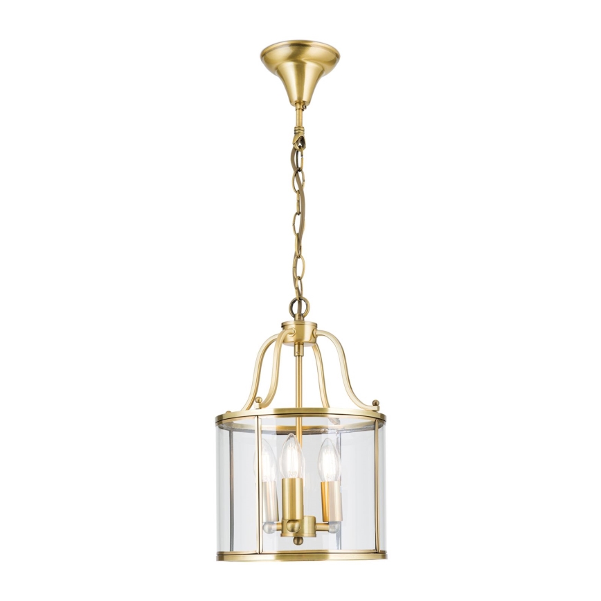 Ljuskrona med kedja BRUNO 3xE14/40W/230V Ø 25 cm guldfärgad