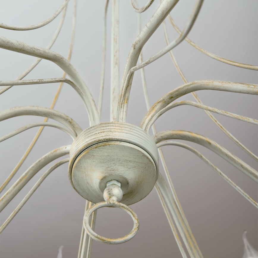 Ljuskrona på kedja VELA 8xE14/40W/230V diameter 80 cm vit/guld/patina