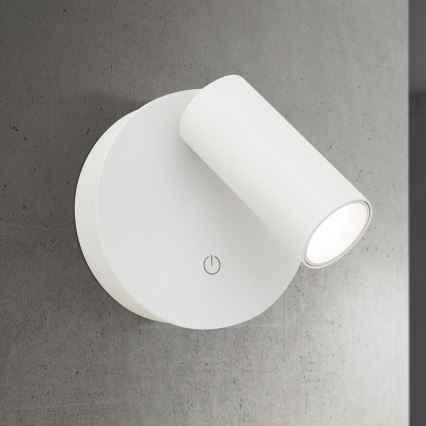 LED dimbar uppladdningsbar touchstyrd väggspot LUXY LED/1W/5V 2200 mAh 2700/3000/4000K vit