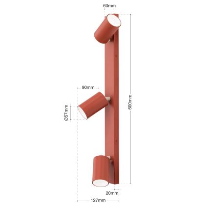 Spotlampa PENN 3xGU10/13W/230V tegelfärgad