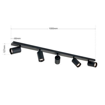 Spotlampa SEAN 5xGU10/13W/230V svart