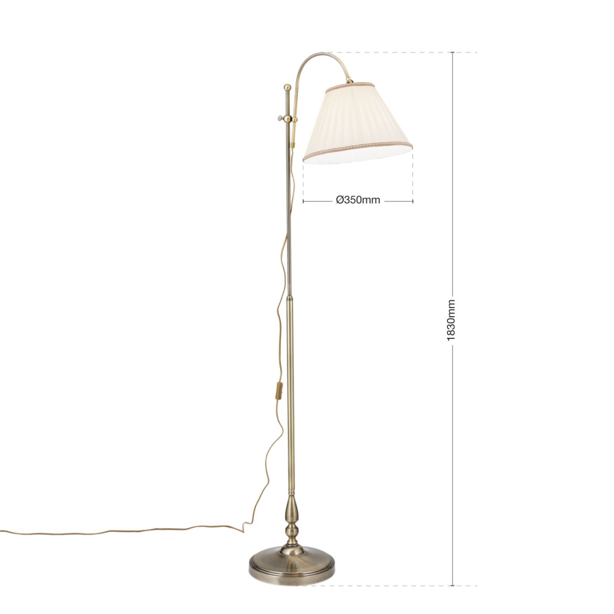 Golvlampa TONIA 1xE27/60W/230V 183 cm vit/brons