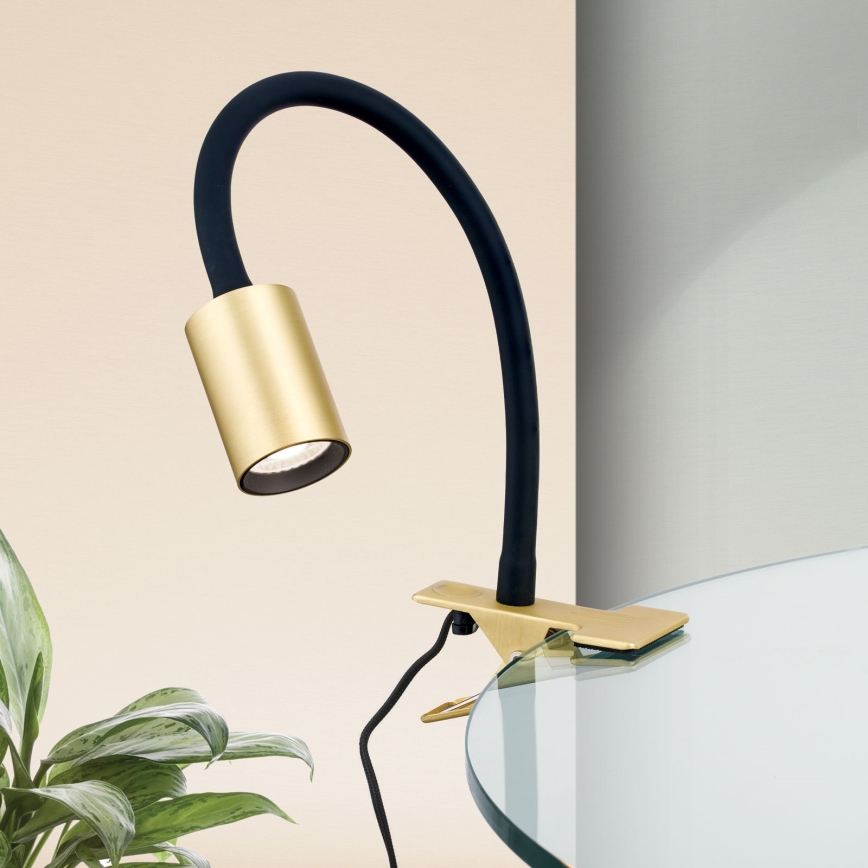 LED Flexibel bordslampa med klämma KURT LED/5W/230V guld