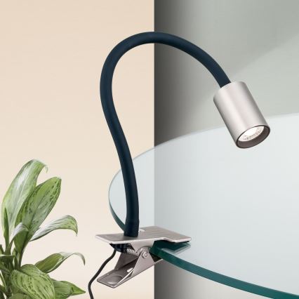 LED Flexibel bordslampa med klämma KURT LED/5W/230V silver