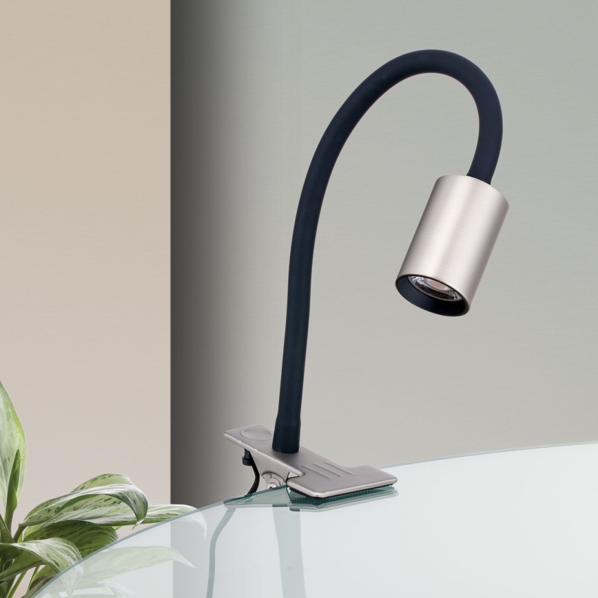 LED Flexibel bordslampa med klämma KURT LED/5W/230V silver