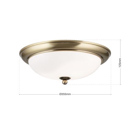 Taklampa EMPIRA 2xE27/40W/230V Ø 35,5 cm brons