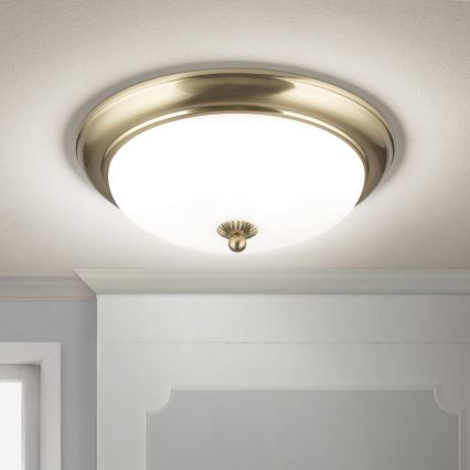 Taklampa EMPIRA 2xE27/40W/230V Ø 35,5 cm, mässing