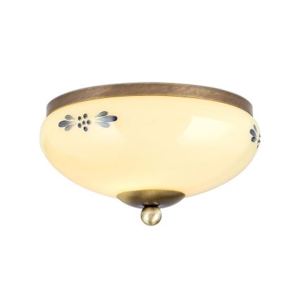 Taklampa LANDHAUS 1xE27/60W/230V Ø 21 cm brons/beige/blå