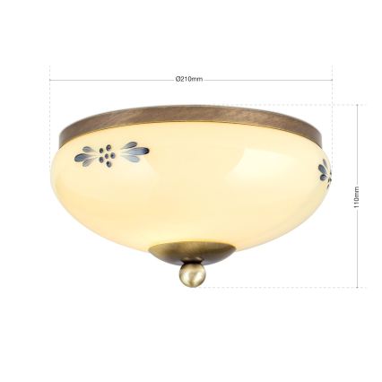 Taklampa LANDHAUS 1xE27/60W/230V Ø 21 cm brons/beige/blå