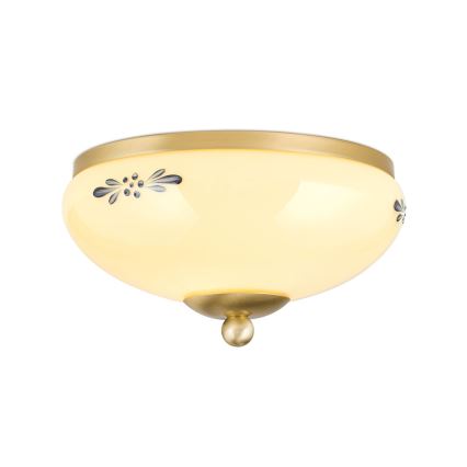 Taklampa LANDHAUS 1xE27/60W/230V Ø 21 cm mässing/beige/blå