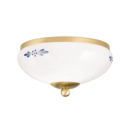 Taklampa LANDHAUS 1xE27/60W/230V Ø 21 cm mässing/vit/blå