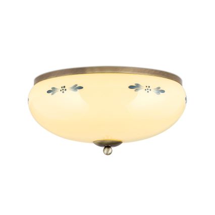 Taklampa LANDHAUS 3xE27/60W/230V Ø 35 cm brons/beige/blå