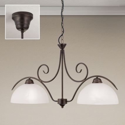 Taklampa med kedja RULA 2xE27/40W/230V vit/brons