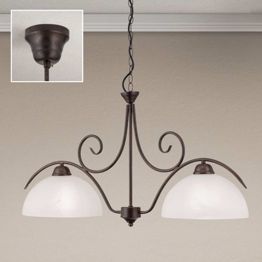 Taklampa med kedja RULA 2xE27/40W/230V vit/brons