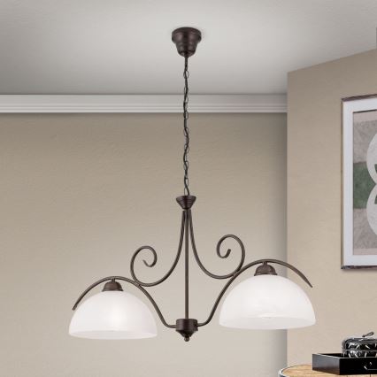 Taklampa med kedja RULA 2xE27/40W/230V vit/brons