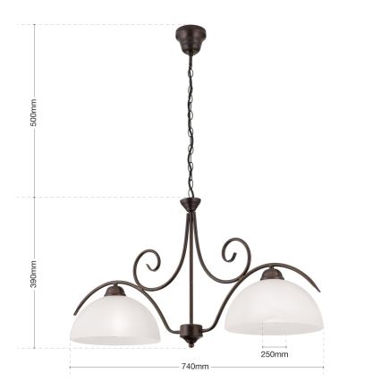 Taklampa med kedja RULA 2xE27/40W/230V vit/brons