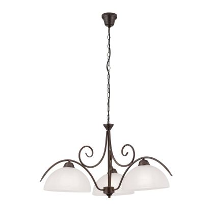Taklampa med kedja RULA 3xE27/40W/230V Ø 70 cm vit/brons