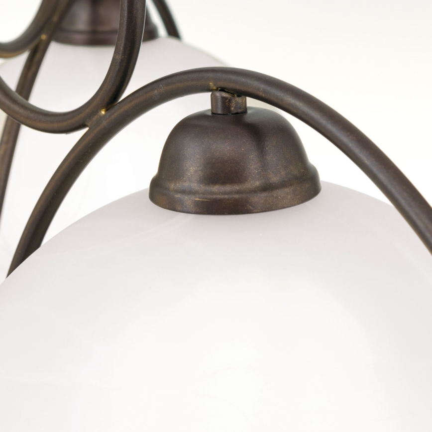 Taklampa med kedja RULA 3xE27/40W/230V Ø 70 cm vit/brons