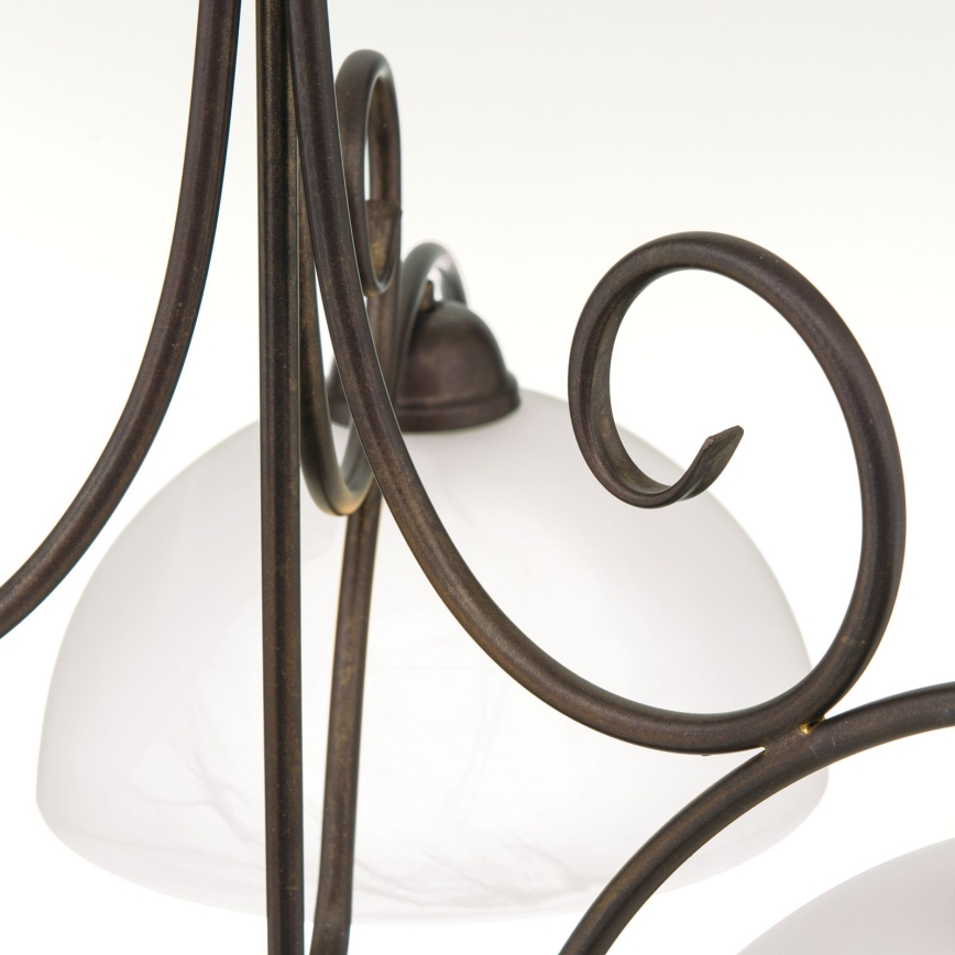 Taklampa med kedja RULA 3xE27/40W/230V Ø 70 cm vit/brons