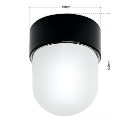 Taklampa OSTIA 1xE27/40W/230V Ø 9,8 cm svart
