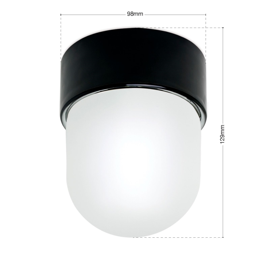 Taklampa OSTIA 1xE27/40W/230V Ø 9,8 cm svart
