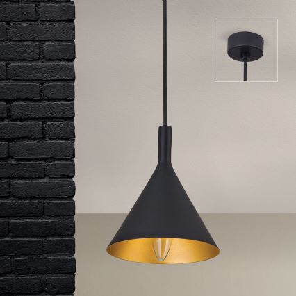 Pendellampa på sladd GUNDA 1xE14/40W/230V Ø 16,5 cm svart/guld