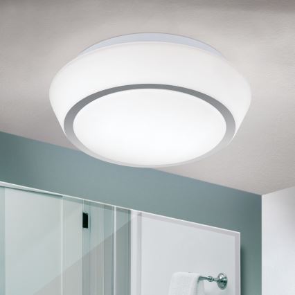Badrumstaklampa TENA 2xE27/60W/230V Ø 30 cm IP44 vit