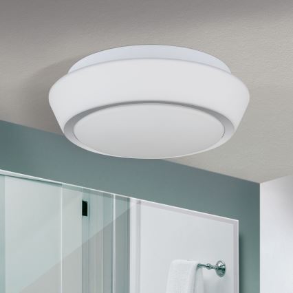 Badrumstaklampa TENA 2xE27/60W/230V Ø 30 cm IP44 vit