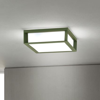 Utomhusarmatur HENRY 2xE27/15W/230V 26x26 cm IP44 grön
