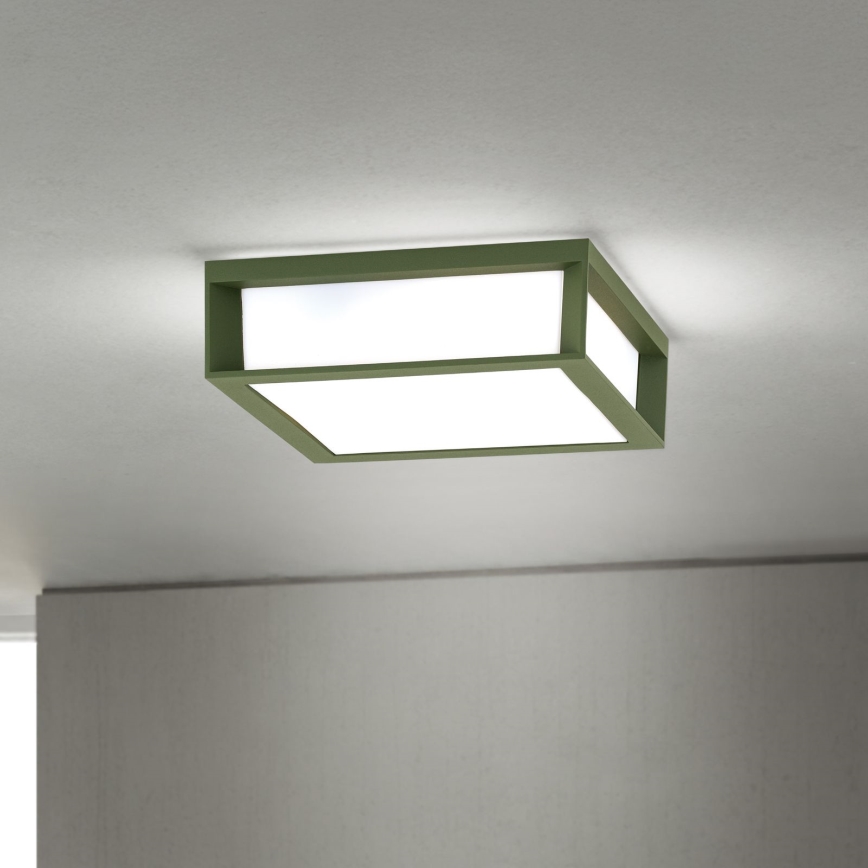 Utomhusarmatur HENRY 2xE27/15W/230V 26x26 cm IP44 grön