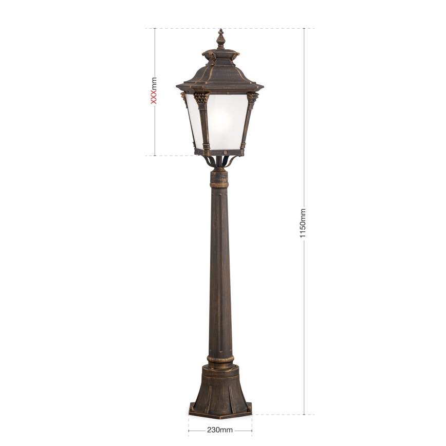 Utomhuslampa AIKO 1xE27/60W/230V, 115 cm, IP23, brons/patina